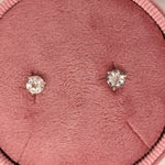 Classy White Topaz Studs in Solid 14K White, Yellow or Rose Gold | Round 5mm 7mm | Martini 3 Prong | Minimalist | Gemstone Earrings