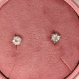 Classy White Topaz Studs in Solid 14K White, Yellow or Rose Gold | Round 5mm 7mm | Martini 3 Prong | Minimalist | Gemstone Earrings