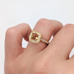Stunning Vintage Inspired Ring Semi Mount with Diamond Halo and Pave Diamond Shank | Round 6.7mm | Brilliant Cut | Custom Sizes!