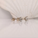 Classy White Topaz Studs in Solid 14K White, Yellow or Rose Gold | Round 5mm 7mm | Martini 3 Prong | Minimalist | Gemstone Earrings