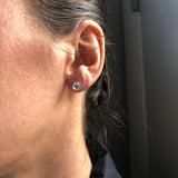 Classy White Topaz Studs in Solid 14K White, Yellow or Rose Gold | Round 5mm 7mm | Martini 3 Prong | Minimalist | Gemstone Earrings