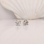 Classy White Topaz Studs in Solid 14K White, Yellow or Rose Gold | Round 5mm 7mm | Martini 3 Prong | Minimalist | Gemstone Earrings