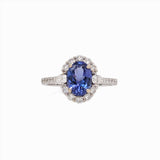 Vibrant Tanzanite Ring in 14k Solid White Gold with Round and Pear Shape Natural Diamond Accents | Oval 8x6mm | December Birthstone
