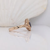 Floral Tanzanite Ring in 14k Solid Yellow, White or Rose Gold w Diamond Accent and Milgrain Detail | Oval 8x6mm | December | Bezel | Deep