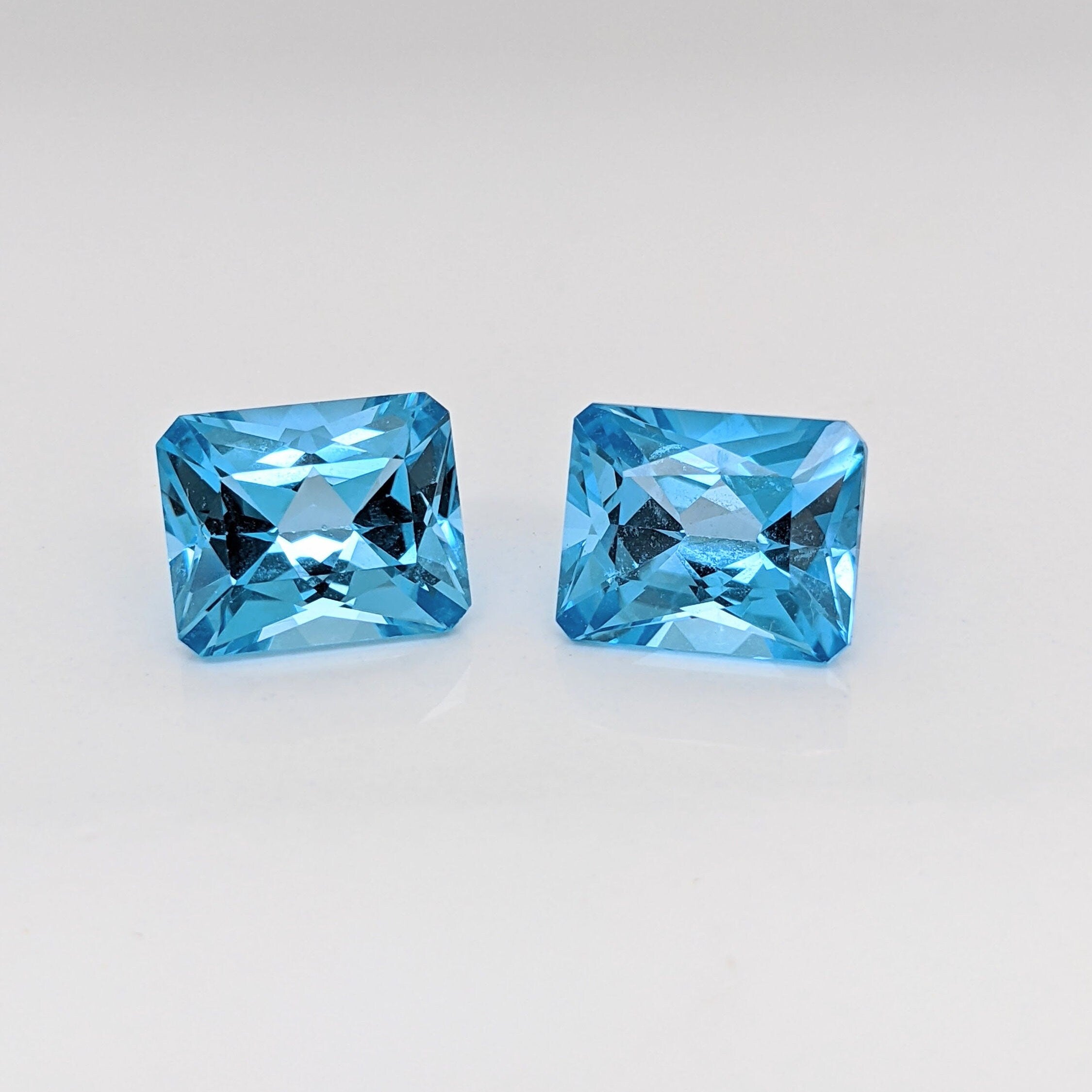 Swiss Blue Topaz Natural Loose Gemstone | Radiant Cut | 12x10mm 11x9mm 9x7mm | December Birthstone | Center Stone | Blue Gem | Certified