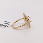 Vintage Inspired Ring Semi Mount w Diamonds in Solid 14K Gold | Round 6mm Brilliant Cut | Milgrain | Custom Gemstone Jewelry | Stone Setting
