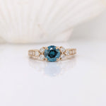 Vintage Inspired Diamond Ring Semi Mount in Solid 14K Gold | Round 6mm + | Textured Shank | Art Deco | Wide Band | Detailed | Customizable