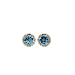 Sky Blue Swiss Topaz Studs in Solid 14K White, Yellow or Rose Gold | Round 6mm | Bezel | Minimalist | Customizable | Daily Wear | Setting