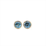 Sky Blue Swiss Topaz Studs in Solid 14K White, Yellow or Rose Gold | Round 6mm | Bezel | Minimalist | Customizable | Daily Wear | Setting
