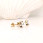 Glowing Rainbow Moonstone Stud Earrings in 14K Solid Gold | Round 5mm 6mm | 4 prong | Push Back | Wedding Birthday | Customizable