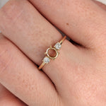 Minimalist Ring Semi Mount w Natural Diamond Accents in 14K Solid Gold | Oval Shape | Elegant | Daily Wear | 3 Stone Ring | Customizable