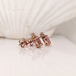 Stud Earrings-Pink Morganite and Diamond Earring Studs in Solid 14K Rose Gold | Oval 7x5mm | Pink Gemstone Studs | Daily Wear | Cor de Rosa |Ready to Ship - NNJGemstones