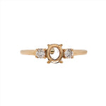 Minimalist Ring Semi Mount w Natural Diamond Accents in 14K Solid Gold | Oval Shape | Elegant | Daily Wear | 3 Stone Ring | Customizable