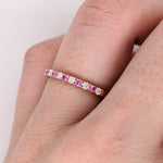Beautiful Pink Sapphire Band in 14k Solid White, Rose and Yellow Gold with Natural Diamond Accents | September Birthstone | Minimalist
