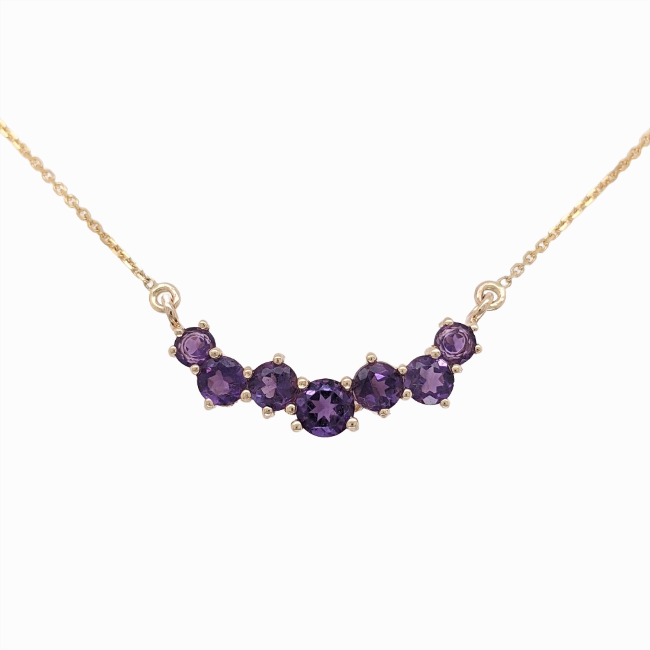 Pendants-Natural Amethyst Necklace in Solid 14K Yellow, White and Rose Gold | Gemstone Necklace | February Birthstone | Attached Chain | Natural Gem - NNJGemstones