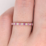 Beautiful Pink Sapphire Band in 14k Solid White, Rose and Yellow Gold with Natural Diamond Accents | September Birthstone | Minimalist