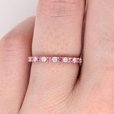 Beautiful Pink Sapphire Band in 14k Solid White, Rose and Yellow Gold with Natural Diamond Accents | September Birthstone | Minimalist