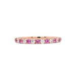 Beautiful Pink Sapphire Band in 14k Solid White, Rose and Yellow Gold with Natural Diamond Accents | September Birthstone | Minimalist