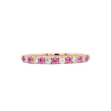 Beautiful Pink Sapphire Band in 14k Solid White, Rose and Yellow Gold with Natural Diamond Accents | September Birthstone | Minimalist