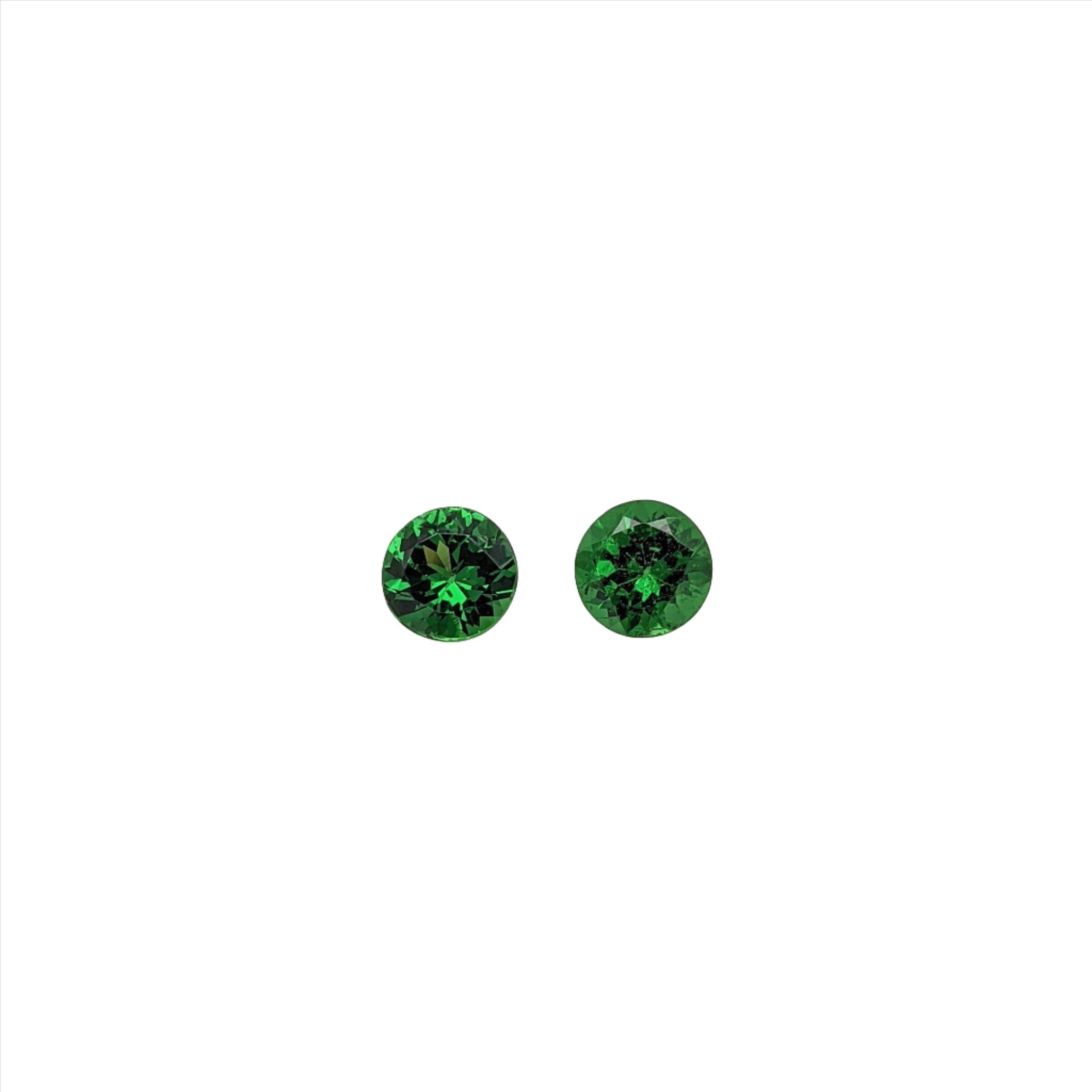 Natural and Untreated Green Tsavorite Garnet Loose Gemstones | Round 4mm 5mm | January Birthstone | Jewelry Center Stone | Pair | Semi Mount