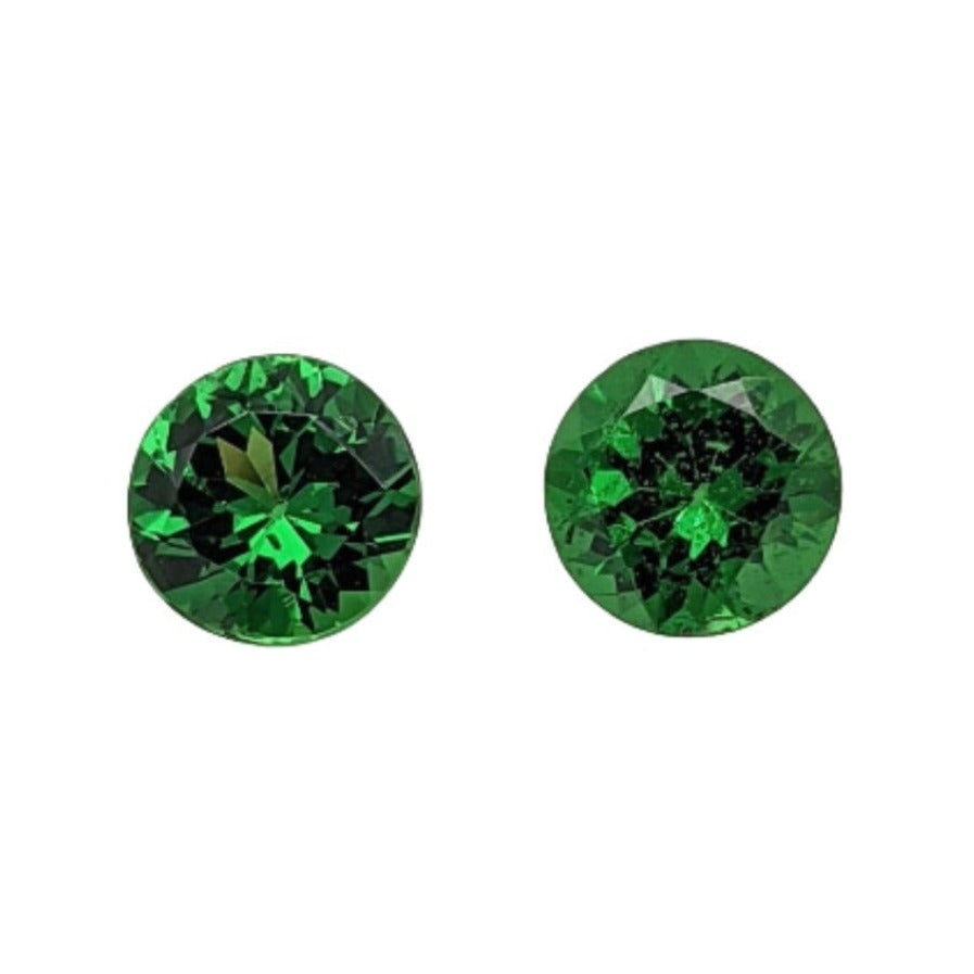 Natural and Untreated Green Tsavorite Garnet Loose Gemstones | Round 4mm 5mm | January Birthstone | Jewelry Center Stone | Pair | Semi Mount