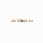 Baguette & Round Diamond Wedding Band 14k Solid Gold | Stackable | Nesting Band | Promise Band | April Birthstone | Art Deco Band | Custom