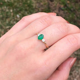 Minimalist Ring Semi Mount w Natural Diamond Accents in 14K Solid Gold | Oval Shape | Elegant | Daily Wear | 3 Stone Ring | Customizable