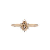 Dainty Ring Semi Mount w Natural Diamond Accents in 14K Solid Gold | Pear Shape Prong Setting | Custom Sizes | Engagement Ring Semi Mount