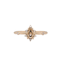 Dainty Ring Semi Mount w Natural Diamond Accents in 14K Solid Gold | Pear Shape Prong Setting | Custom Sizes | Engagement Ring Semi Mount