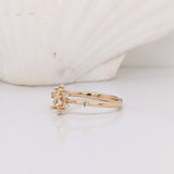 Dainty Ring Semi Mount w Natural Diamond Accents in 14K Solid Gold | Pear Shape Prong Setting | Custom Sizes | Engagement Ring Semi Mount