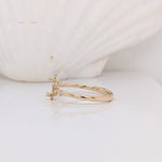 Dainty Ring Semi Mount w Natural Diamond Accents in 14K Solid Gold | Pear Shape Prong Setting | Custom Sizes | Engagement Ring Semi Mount