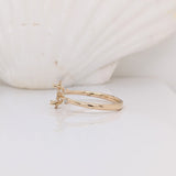 Dainty Ring Semi Mount w Natural Diamond Accents in 14K Solid Gold | Pear Shape Prong Setting | Custom Sizes | Engagement Ring Semi Mount
