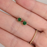 Vibrant Tsavorite Garnet Studs in Solid 14K Gold | Round 4mm | January Birthstone | Push Back | Prong Setting | Daily Wear | Gemstone Studs
