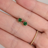 Vibrant Tsavorite Garnet Studs in Solid 14K Gold | Round 4mm | January Birthstone | Push Back | Prong Setting | Daily Wear | Gemstone Studs