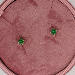 Vibrant Tsavorite Garnet Studs in Solid 14K Gold | Round 4mm | January Birthstone | Push Back | Prong Setting | Daily Wear | Gemstone Studs