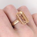 Matte Gold Bezel Set Ring Mount in Solid 18k Gold | Emerald Cut | Solitaire Setting | Custom Sizes | Customizable