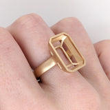Matte Gold Bezel Set Ring Mount in Solid 18k Gold | Emerald Cut | Solitaire Setting | Custom Sizes | Customizable