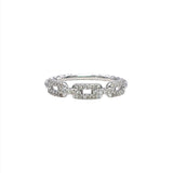 Interlocking Paperclip Chain Link Diamond Band in 14K Gold | Stackable Band | Braided Twist Rope Ring | Wedding Band | Daily Wear | Sizable