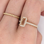 Traditional Emerald Cut Ring Semi Mount in 14K Yellow, White, Rose Gold w Pave Diamond Halo | Emerald Cut 7x4mm | Customizable