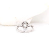 Oval Ring Semi-mount with Diamond Halo in 14k Gold w Crossover Band I Customizable