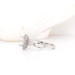 Oval Ring Semi-mount with Diamond Halo in 14k Gold w Crossover Band I Customizable