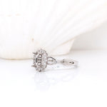 Oval Ring Semi-mount with Diamond Halo in 14k Gold w Crossover Band I Customizable