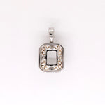 Dual Tone Filigree Pendant Setting w a Diamond Halo in 14k Gold | Emerald Cut | Customizable | Gemstone Setting | Heirloom Pendant