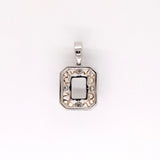 Dual Tone Filigree Pendant Setting w a Diamond Halo in 14k Gold | Emerald Cut | Customizable | Gemstone Setting | Heirloom Pendant
