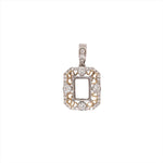 Dual Tone Filigree Pendant Setting w a Diamond Halo in 14k Gold | Emerald Cut | Customizable | Gemstone Setting | Heirloom Pendant