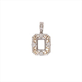 Dual Tone Filigree Pendant Setting w a Diamond Halo in 14k Gold | Emerald Cut | Customizable | Gemstone Setting | Heirloom Pendant
