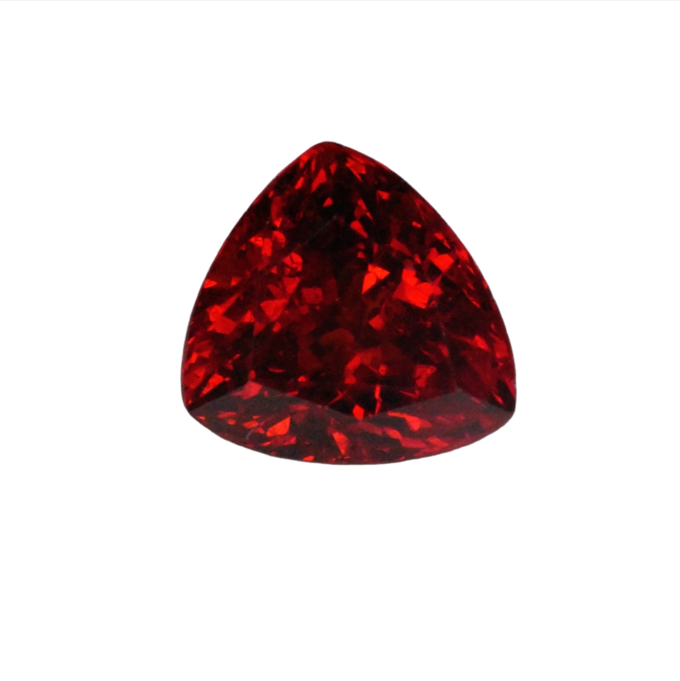 Gemstones-Vivid Slightly Reddish Orange Spessartine Garnet | Trillion 8x7x5mm | January Birthstone | 2 Carats | Untreated | Red Jewelry Center Stone - NNJGemstones
