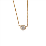 Solitaire Natural Diamond Necklace in Solid 14k White, Yellow or Rose Gold | Round Cut 5mm | Bezel Set | April Birthstone | Minimalist