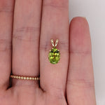 Solitaire Peridot Pendant in 14K White, Yellow or Rose Gold | Oval 8x6mm | Rabbit Bail | Green Gemstone | Daily Necklace | August Birthstone