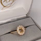 Oval Ring Semi Mount in Solid 14k White, Yellow or Rose Gold w Round Diamond Accents and Milgrain Details | Oval | Custom Sizes | Setting
